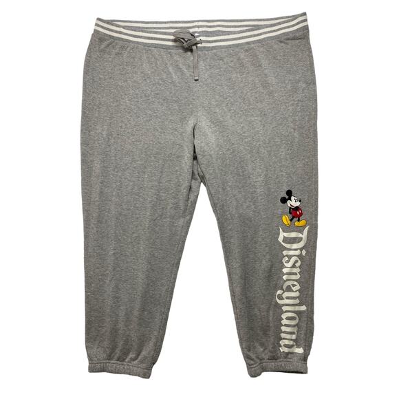 DISNEY Disneyland Heathered Gray Joggers Size 3X Womens Logo Fleece Sweats - Picture 1 of 8